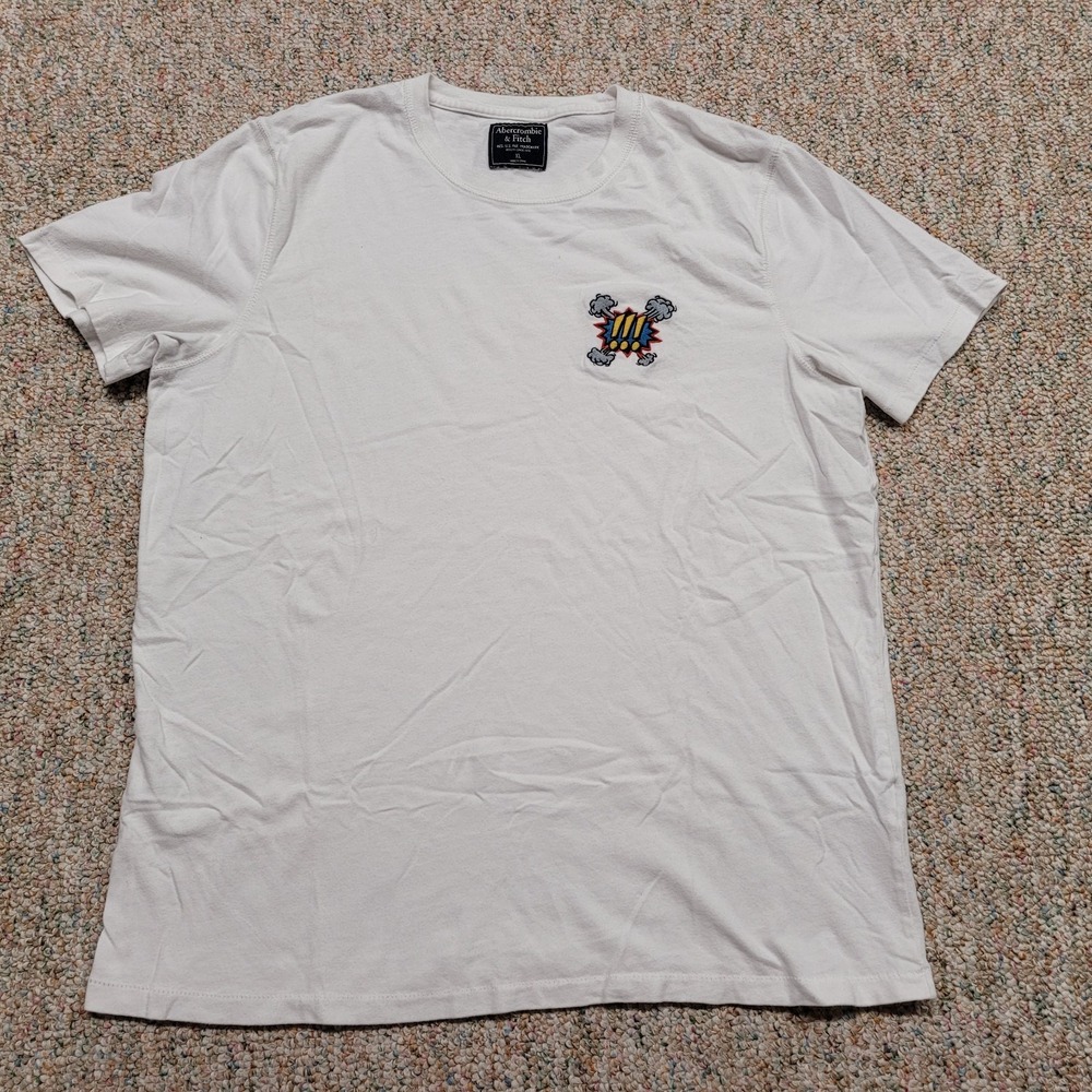 Abercrombie & Fitch Shirt Mens XL White Logo Embroidered Short Sleeve Pullover
